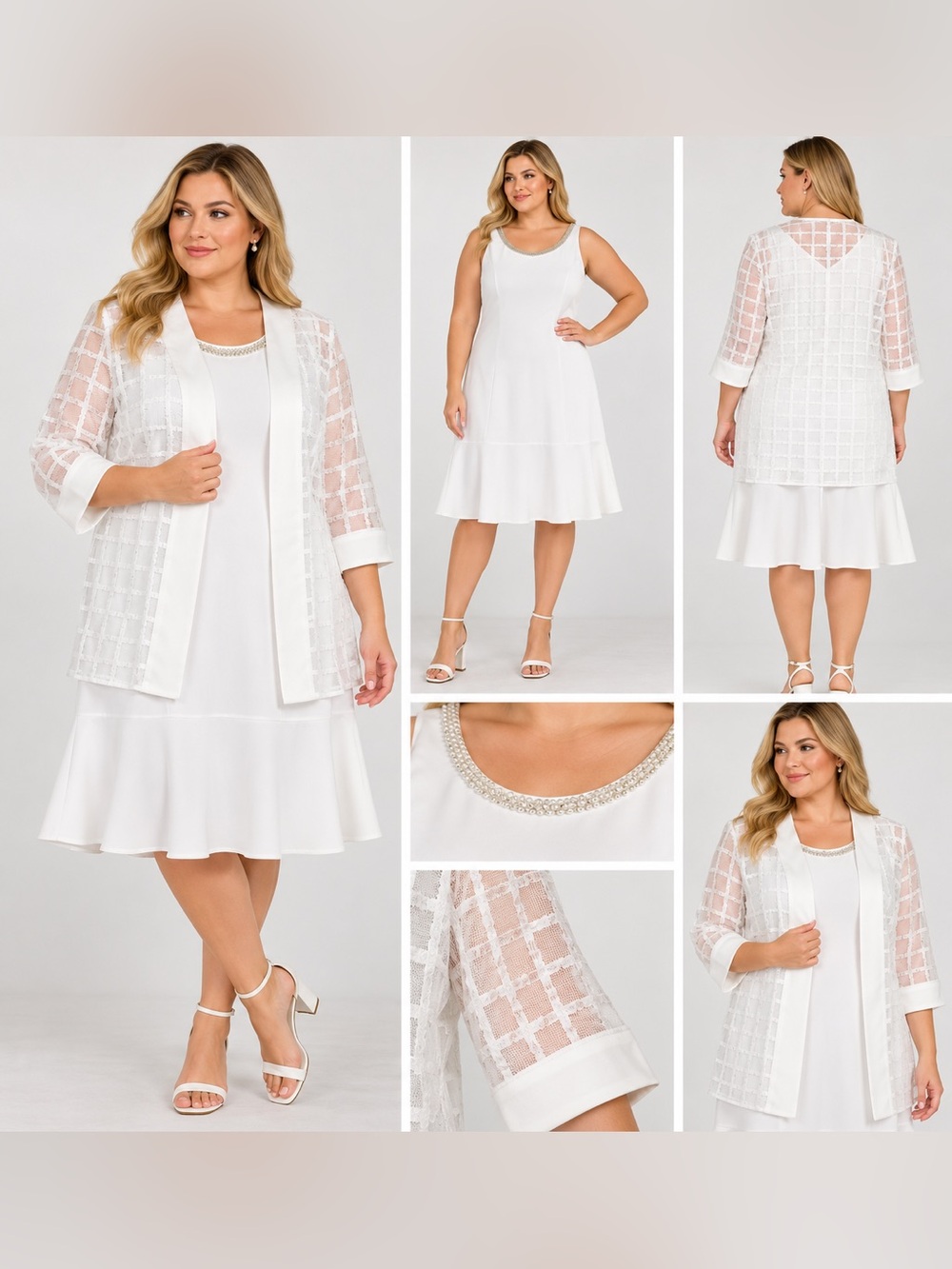 Maya Brooke NWT Plus Size 20W White Dress & Sheer Jacket 2 Piece Set